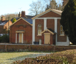 The newly painted and renovated church building